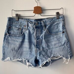 Levi's Light Blue Distressed Jean Shorts